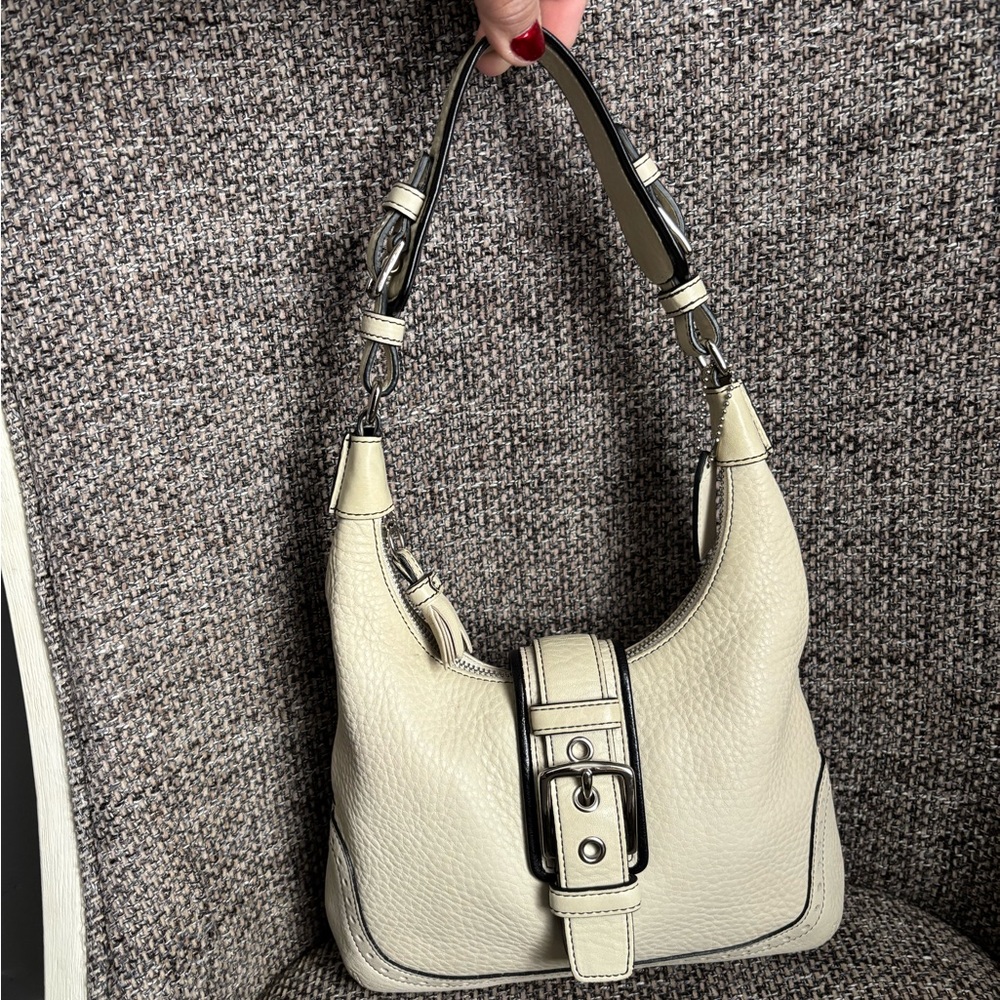 Coach Vintage Cream/Bone Hampton Small Hobo Leather Shoulder Bag